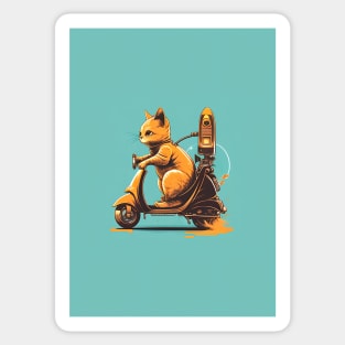 cat riding a scooter Sticker